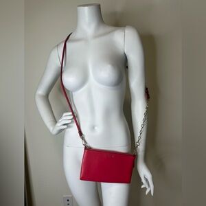 COACH RED LEATHER CROSSBODY WALLET BAG PURSE